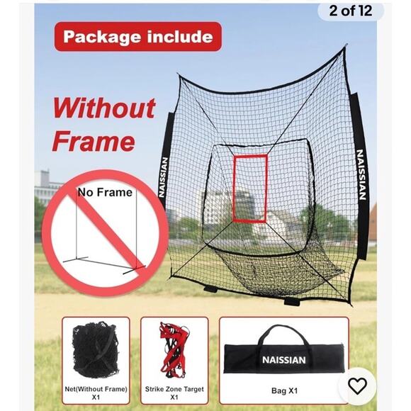 Baseball Batting Cage NET ONLY Adjustable Strike Zone for Kids Practice, 7X7 - Picture 4 of 9